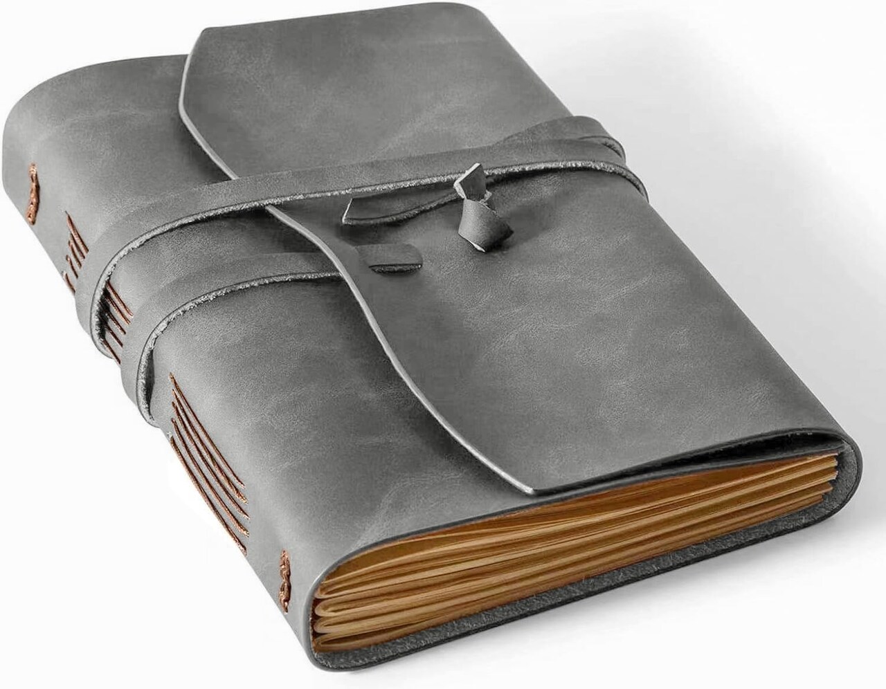 RILIHO Leather Journal Notebook - Genuine Leather Journals for Writing 5x7.1 Inch, Vintage Journal For Men and Women, Artist,Travel Journal,Grey